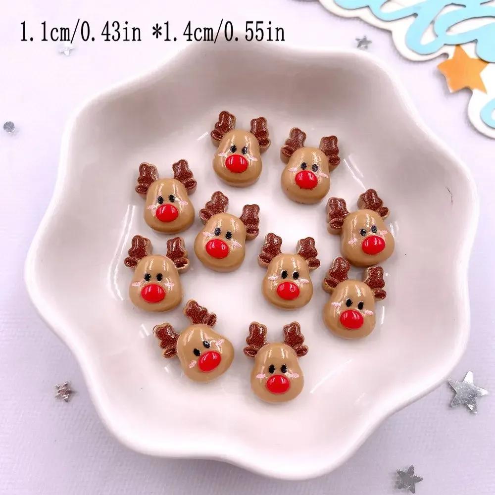 30pcs Resin Mini Colorful Painted Christmas Snowman Tree Santa Claus Deer Snowflower Bow Flatback Figurines DIY Scrapbook Crafts