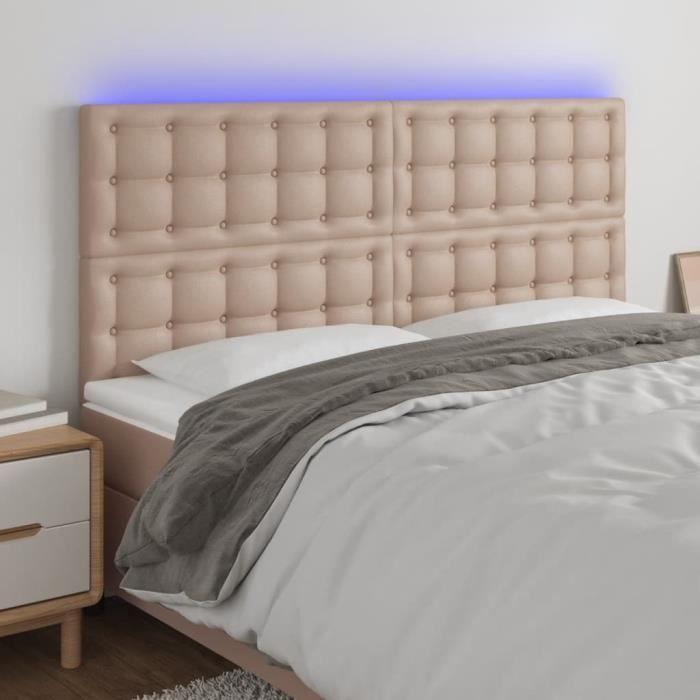3122525 vidaXL Tête de lit à LED Cappuccino 160x5x118-128 cm Similicuir