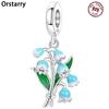 Orstarry 925 Silver Fresh Beautiful Bellflower Pendants Bracelet Charms Jewelry Party Beads DIY Trendy Gift