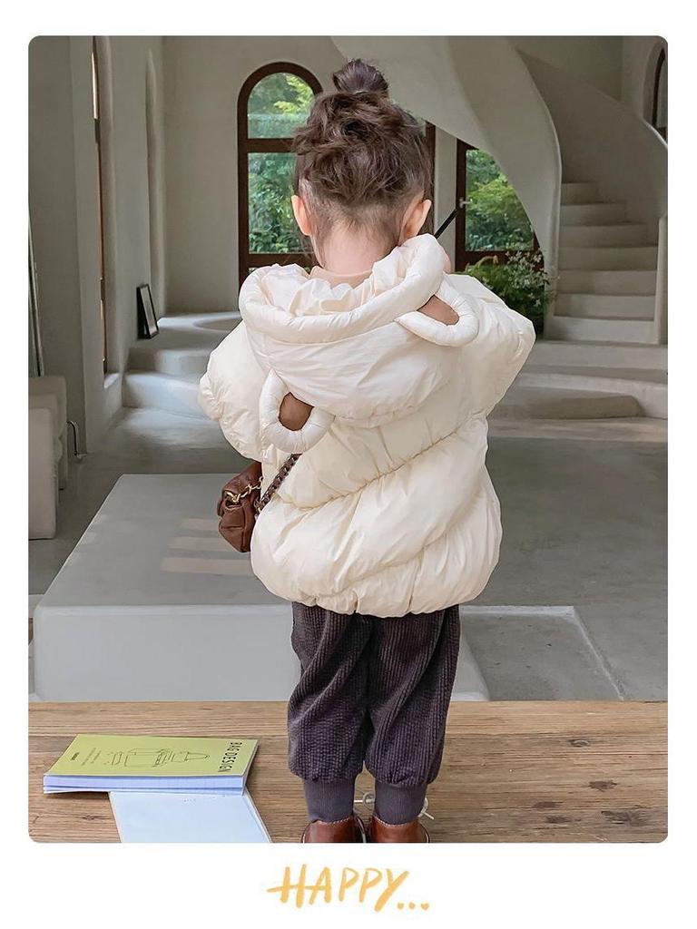 Infant Cotton-Padded Jacket with Fur Collar for 1-2 Year Olds