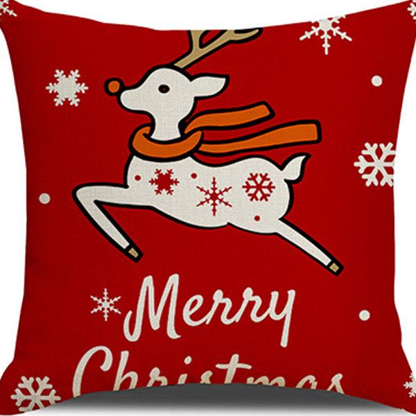 Christmas Theme Pillowcase Christmas Snowman Printed Linen Pillowcase High-value Car Pillowcase