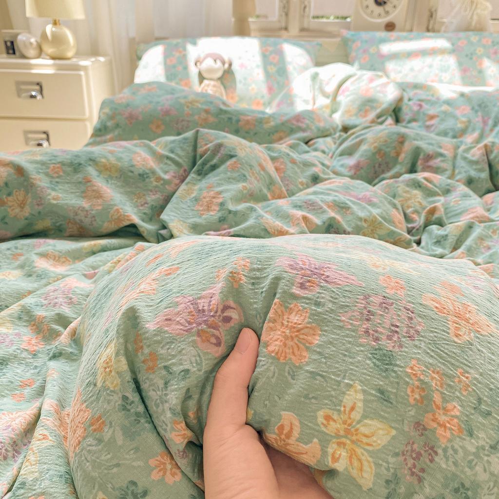 Wrinkled Double-layer Yarn Four-piece Set, Mattress Model, Cream Wind Class A Cloud Feeling Super Soft Kapok Kit