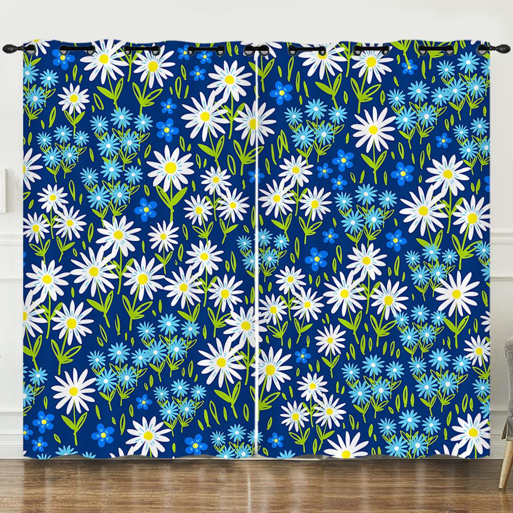 Flower Series Sunflower Digital Printing Curtain Blackout And Punching