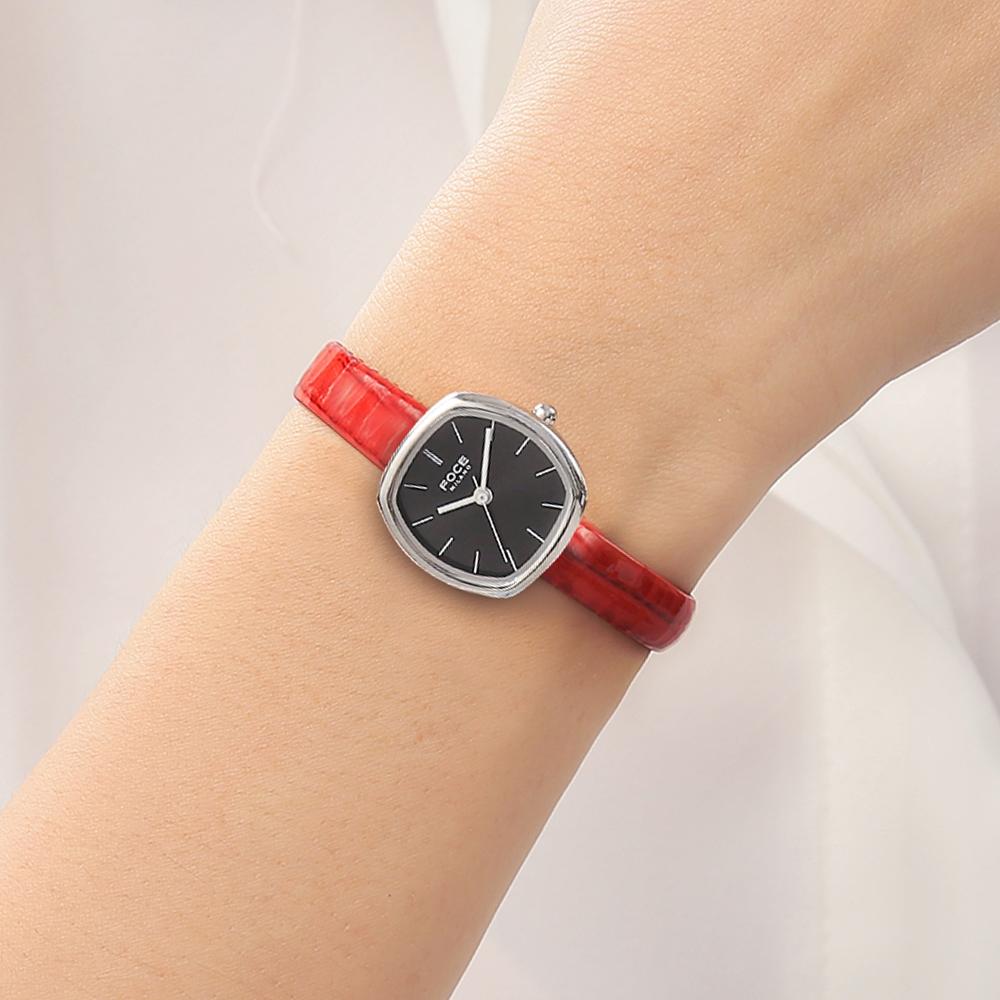 Pocheleidi Women'S Mesh Band & Leather Band Wristwatch 5-Piece Set Fm2015Bk-Set