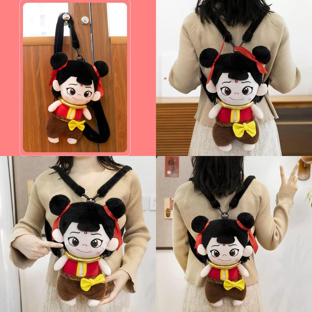 Nezha Plush Backpack With Cartoon Design For Kids And Teens Casual Daily Use