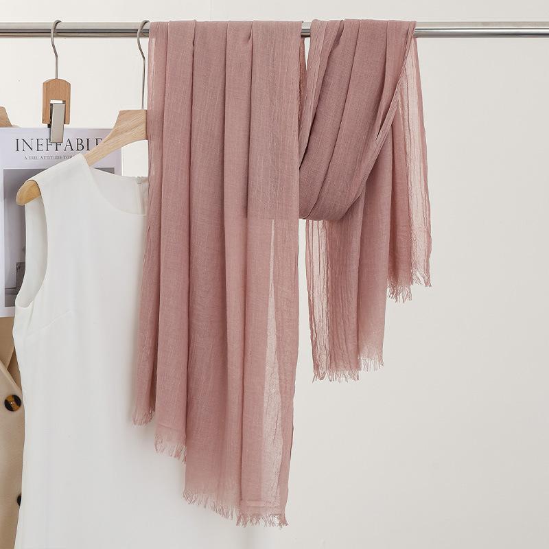 Monochrome Thin Scarf Women'S Sunscreen Shawl Solid Color Simple Imitation Cotton And Linen Silk Scarf High-End Yarn
