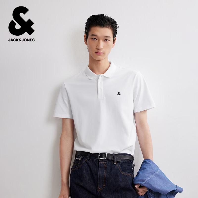 JACK&JONES Men's Spring 3D Embroidered Business Casual Short Sleeve Polo Shirt