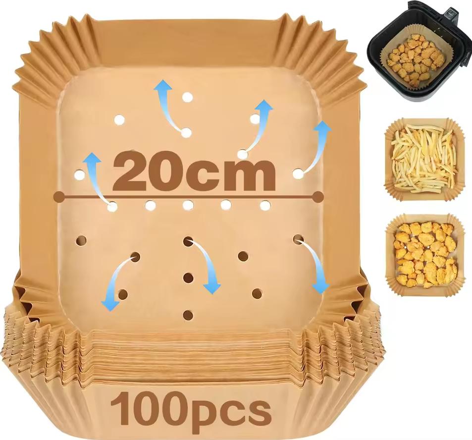 50-300Pcs Air Fryer Baking Paper For Square Oven Pan 16/20/22/23/24cm XXL AirFryer Oil-Proof Disposable Paper Liner