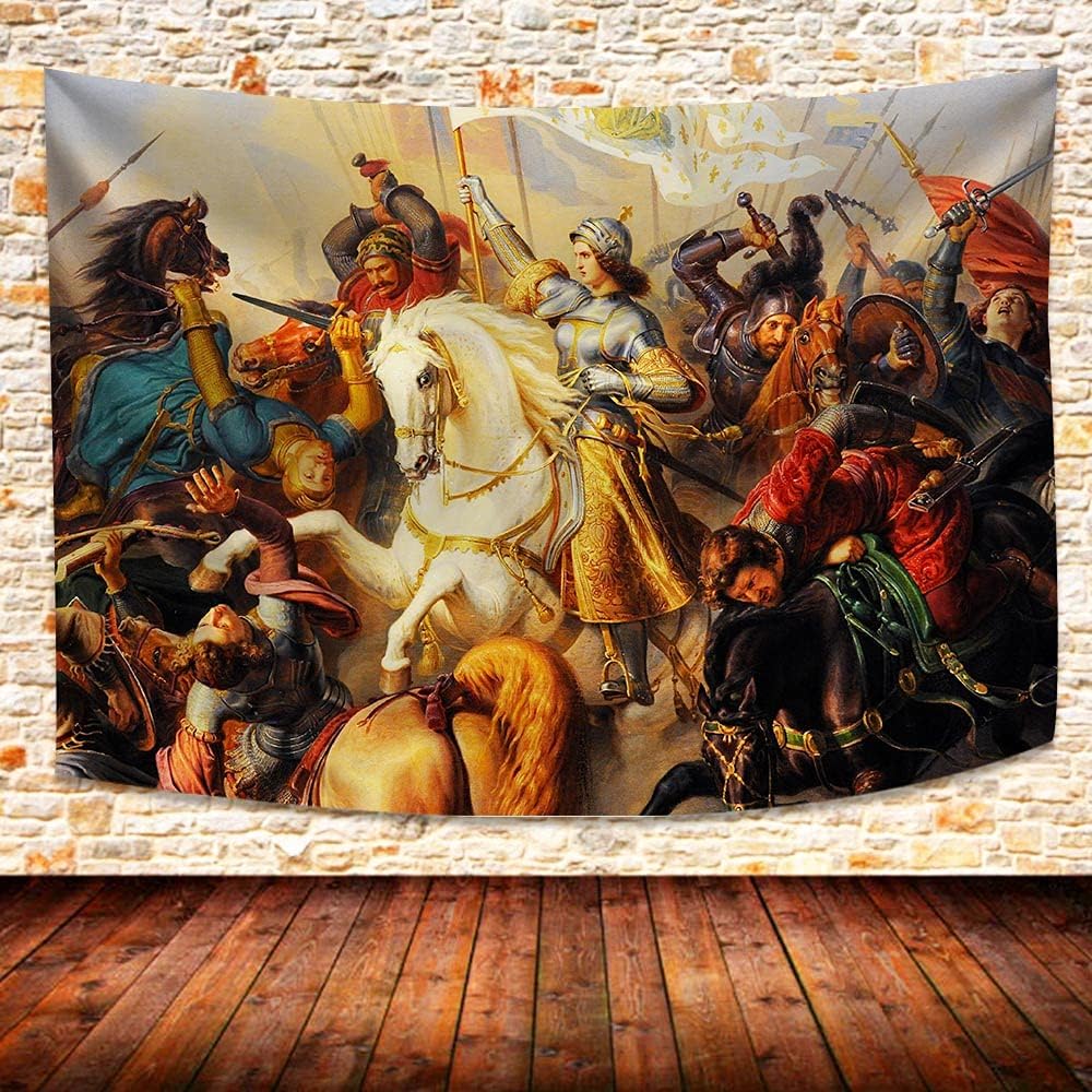 Majestätischer Mittelalterlicher Schlachtenteppich Wandbehang Renaissance Ritter Kunst Dekor Epische Kriegerszene Heimdekoration Fantasy Leinwanddruck