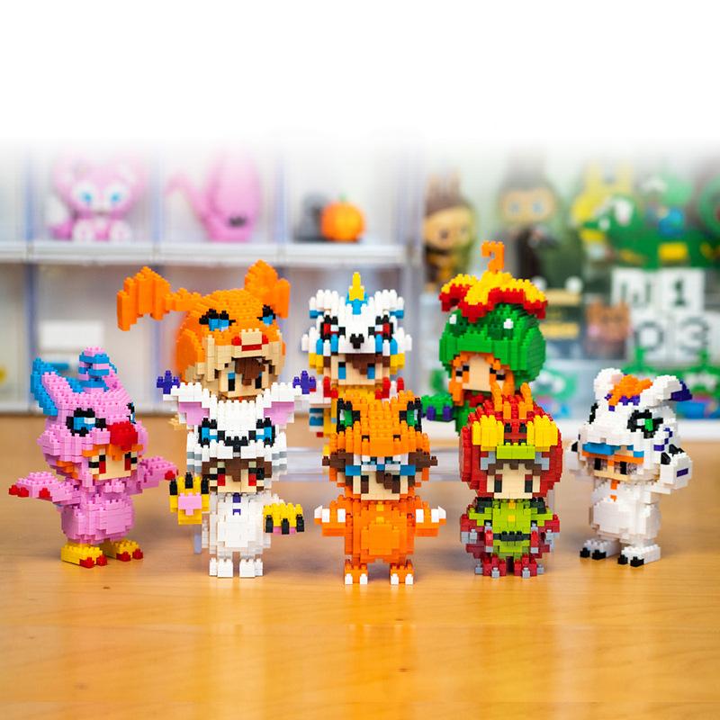 Digitální monstrum Agumon Gabumon Mini stavebnice Piyomon Greymon DIY Mikro cihličky Tentomon Gomamon Figurky Hračky Pro děti Dárek