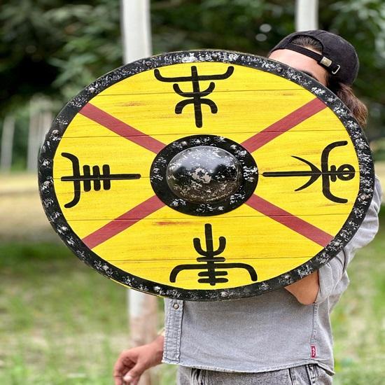 45.72 Cm Medieval Authentic King Fine Hair Viking Battle Worn Shield, Viking Gift, Battle Ready Viking Shield, Norse Viking Shield, Viking Gift