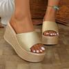 2025 lato nowe muffiny i sandały koturnowe gruba podeszwa odkryte palce lekkie proste casualowe duży rozmiar kapcie na wysokim obcasie kobiety