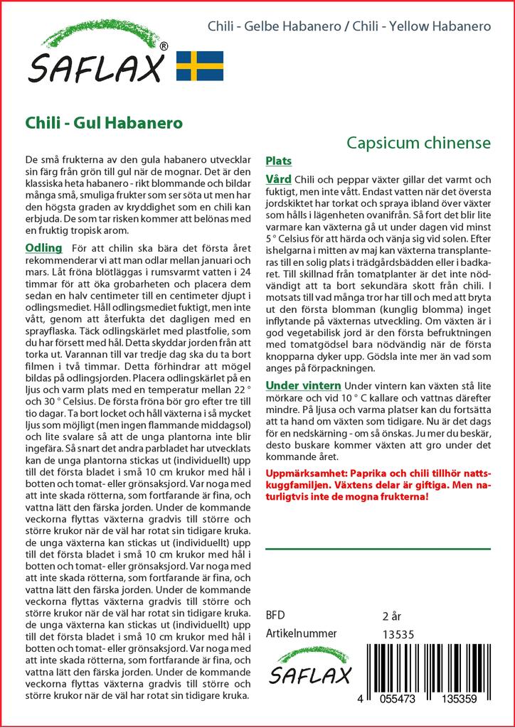 SAFLAX Chili - Yellow Habanero - 10 Seeds - Capsicum Chinense