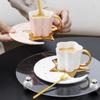 Nordic Ceramic Coffee Cup Saucer Creative High end Gold-patterned Hand Patterned Mug Fashionable Star Moon Style Coffee Cup Saucer
