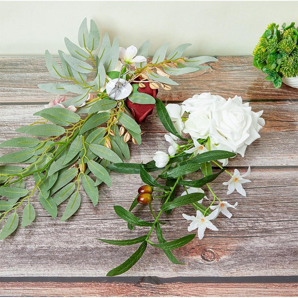 Rose Eucalyptus Wedding Chair Back Flower Nordic Style Pew Rose Flower  Church Chair Bench