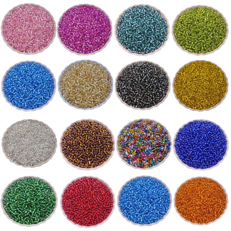Fashionable Jewelry Making Loose Beads 3mm 4mm For Necklace Bracelet Mini Seed Glass Beads Candy Color Pendant Silver Plated DIY