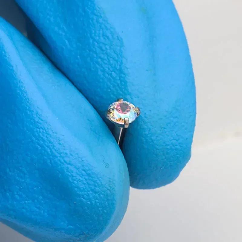 1 Stück G23 Titan Piercing CZ Stein Innen Gewinde Labret Monroe Lippenring Tragus Nagel Helix Ohrstecker 16G 18G Körperschmuck