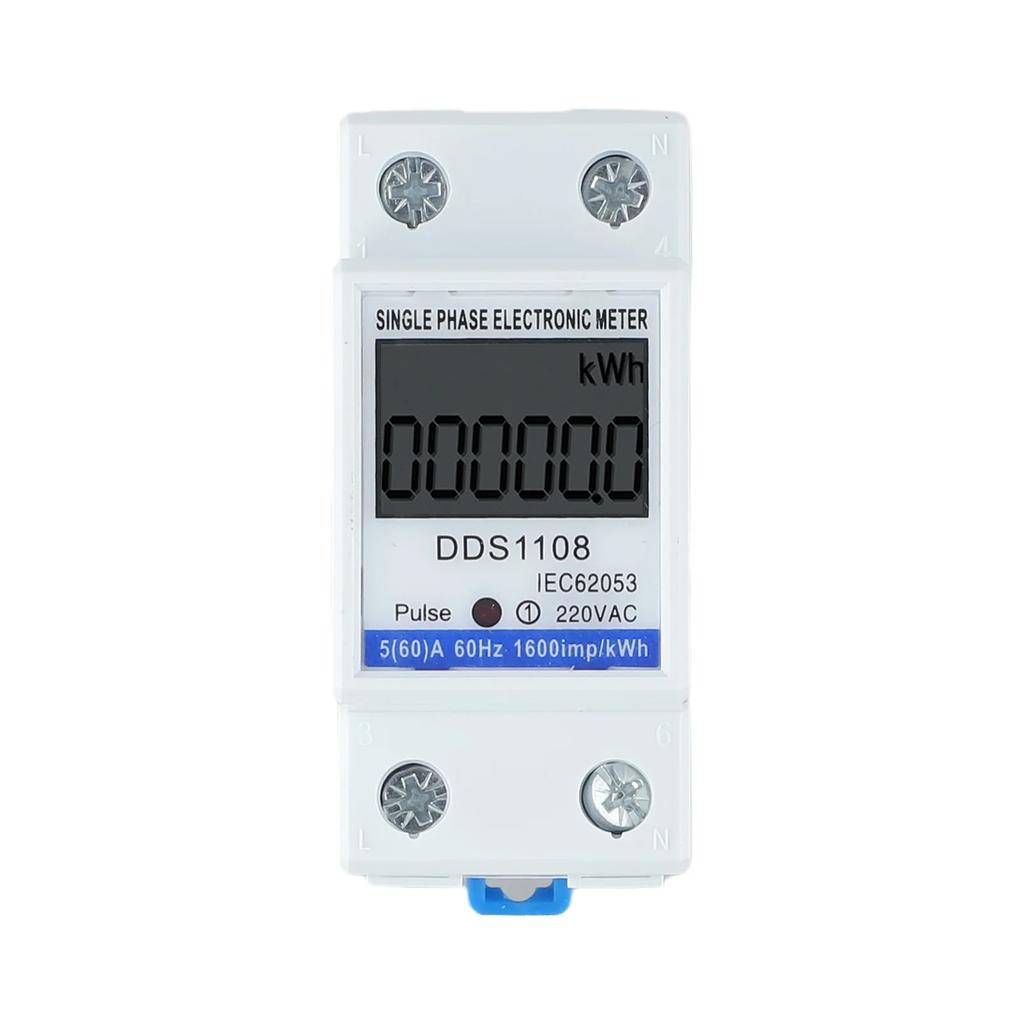 1 Pcs LCD Single Phase Electric Energy Meter KWH AC Digital Watt-Hour Meter 220V 60A Voltage Current Power Consumption Counter