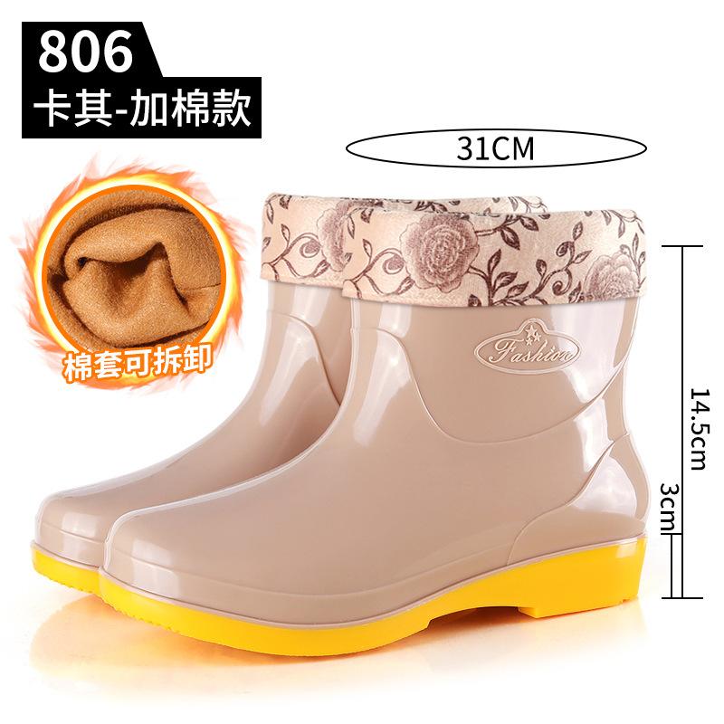 Four Seasons Short Barrel Rain Women's Water Shoes Fashion Red Rain Shoes Kitchen Canteen Mom Cleaning Non-slip Rubber Shoes Rain Boots