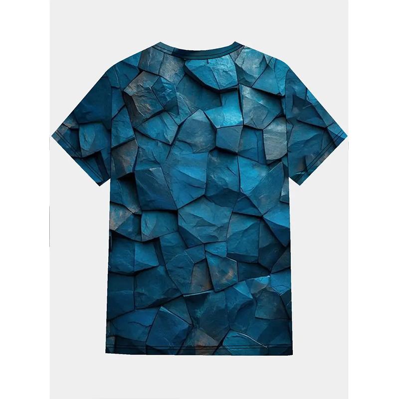

Мужские футболки с 3D-мозаичным стеклянным креативным принтом, повседневные хип-хоп футболки с коротким рукавом - мягкая летняя одежда свободного кроя 6XL
