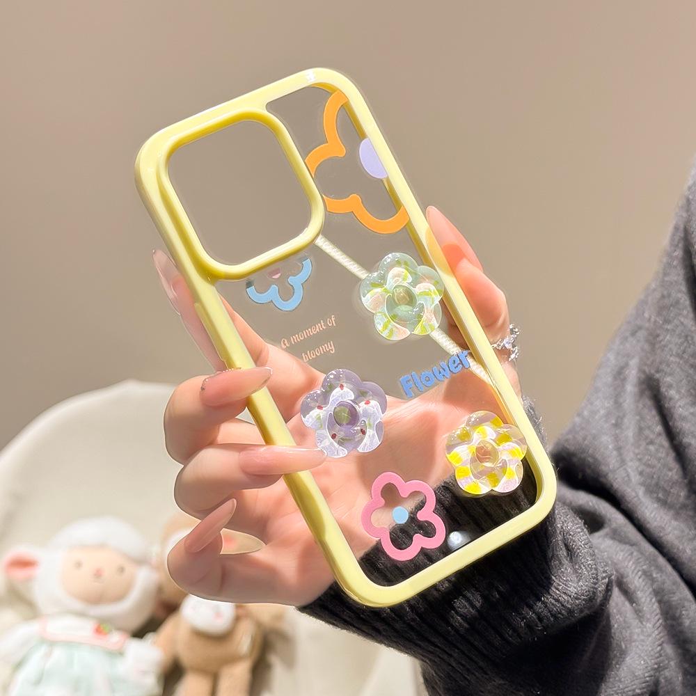 Coque transparente à motif floral pour iPhone 17/16 Pro Max, protection intégrale, compatible avec l'iPhone 15