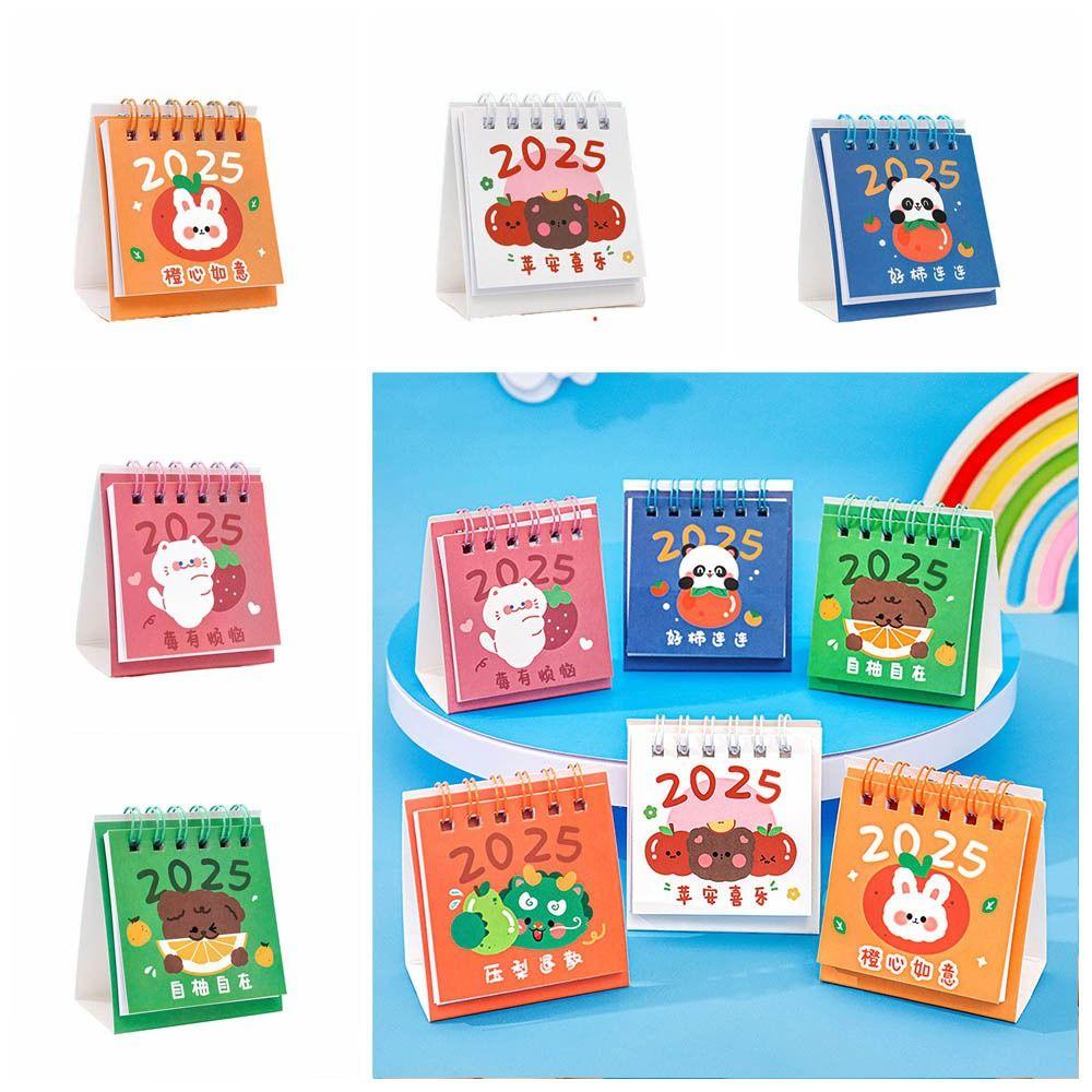 Cute 2025 Calendar Mini Mini Desktop Calendar Creative Fruit Text Calendar  Desk Check-in
