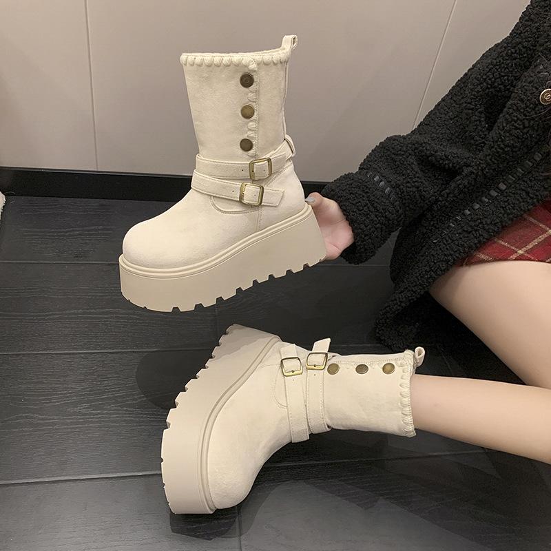 Thick-soled two-wear heightening fashion boots, locomotive cool Martin boots for women's 2025 autumn and winter new simple and thin short boots