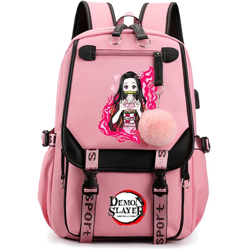 Anime Demon Slayer Backpack for Women Canvas Laptop Bag Back To Schoolbag for Teenager Girl Boy Schoolbag Men Women Travel Bag