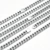 Hip Hop Titanium Steel Engraving Cuban Necklace Men's Brushed Necklace Stainless Steel Four-Sided Grinding Denim Chain Figaro Necklace