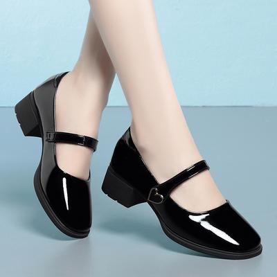 Fashion Soft Leather Pumps Shoes Women's Mary Jane All Match Heels Comfortable Low Heels Soles Soft Mom Shoes Casual Spring Autumn