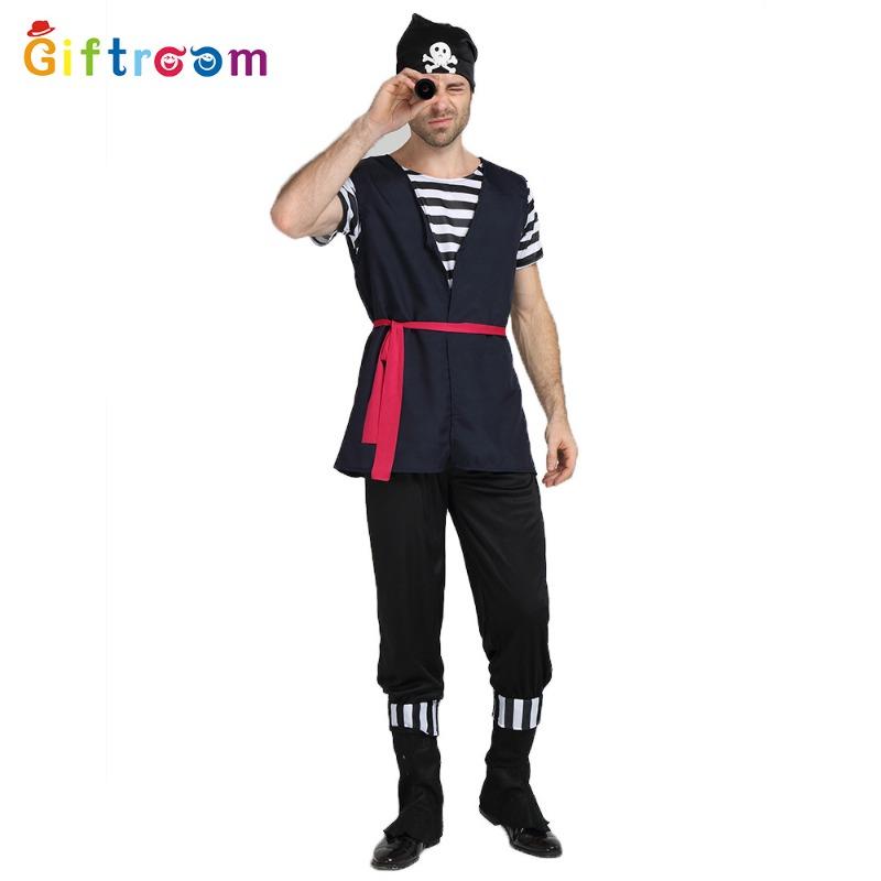 Adult male black and white striped pirate stage costume orgy party pirate