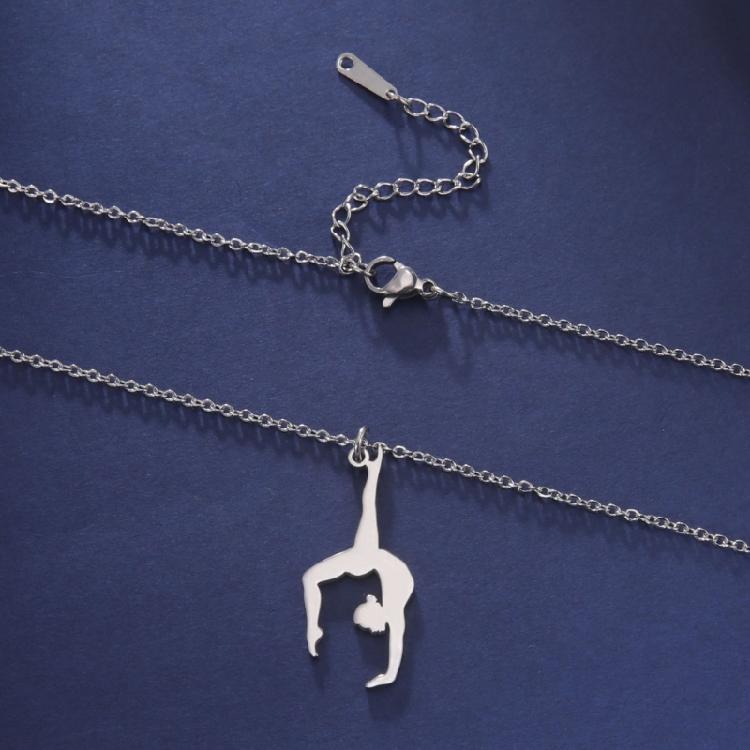 High Polished Stainless Steel Necklace for Women with Gymnastics Pendant Necklace Jewelry Accessory Daily Casual Use