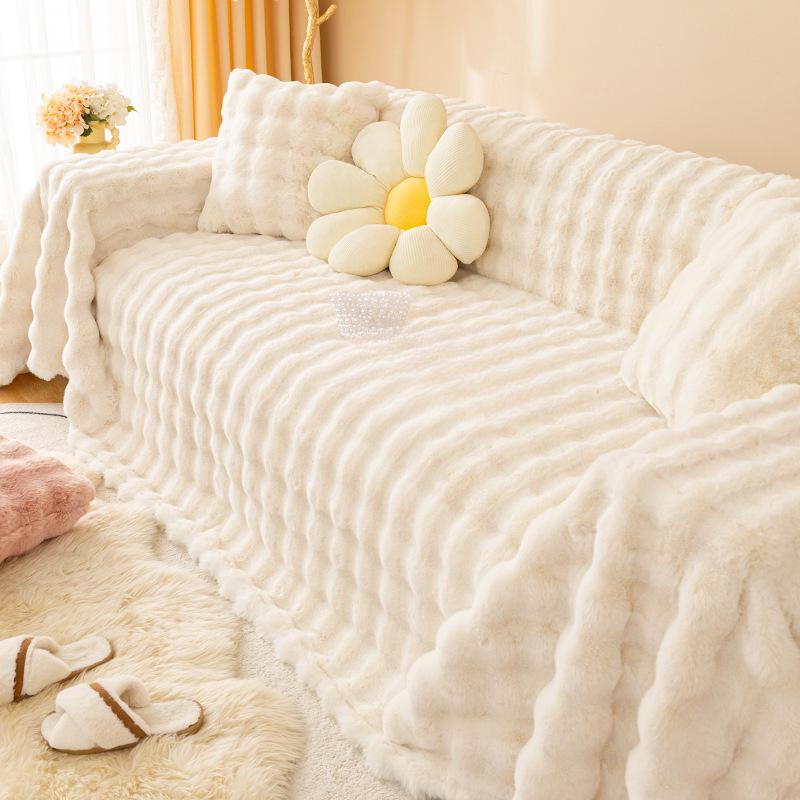 Winter Thickened Fleece Sofa Cover Universal Fit All Inclusive Soft Warm Sofa Towel Protector for Couch 180*130cm