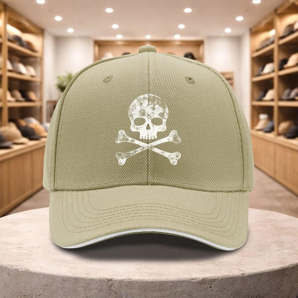 Skull Crossbones Print Baseball Cap for Unisex Women Casual All Season Adjustable Sun Hat
