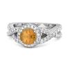 Citrine Halo Accents Ring- 925 Sterling Silver