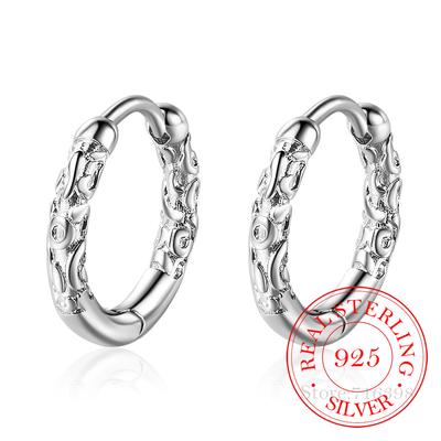 Korean Vintage 925 Sterling Silber Creolen Muster Vintage Ohrring Für Frauen Silber Schmuck Hochzeit Party Mama Geschenk