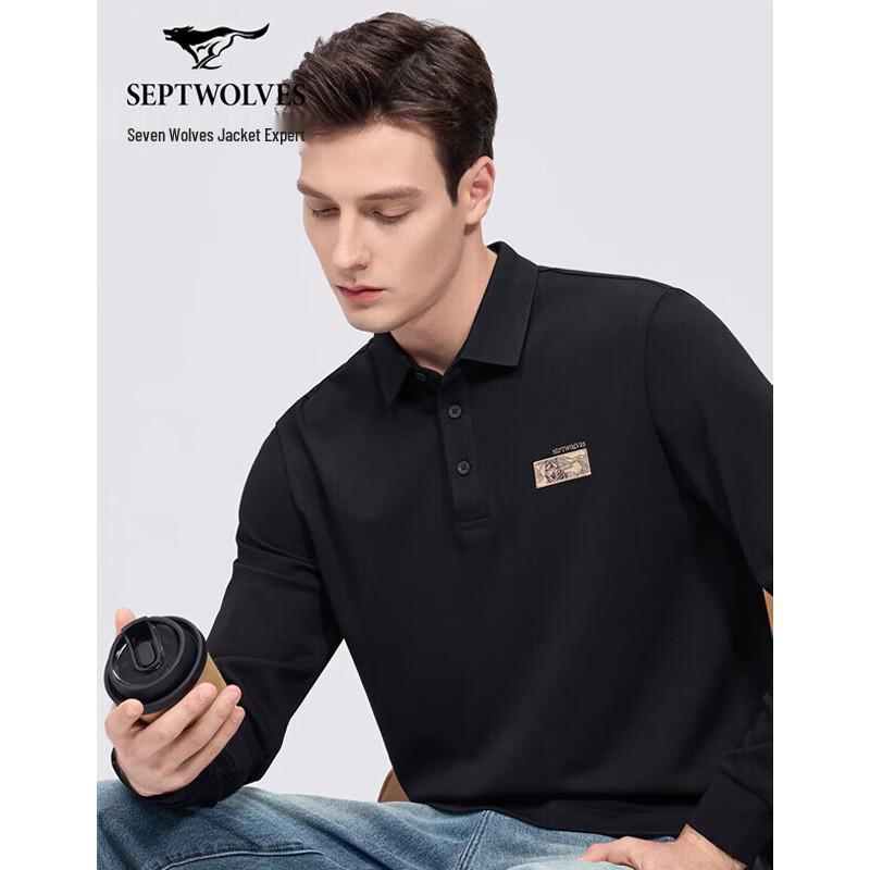 SEPTWOLVES Men s Stretch Long-Sleeve Polo Shirt 48A