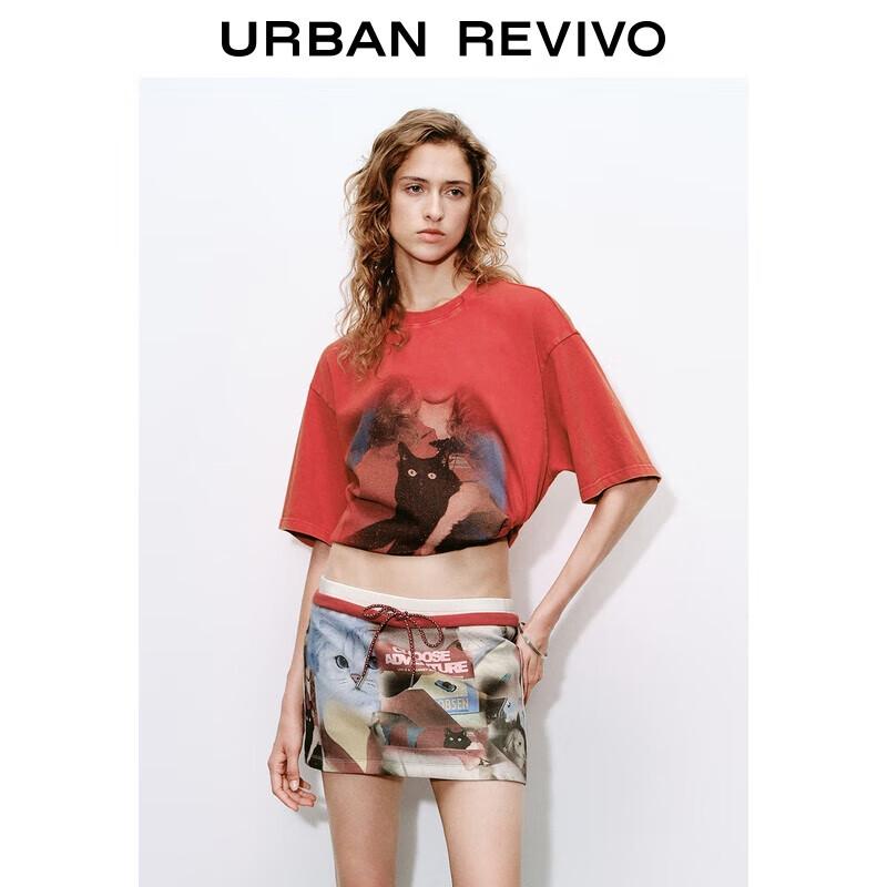 

UR2025 Women s Retro Color-block Print T-shirt S