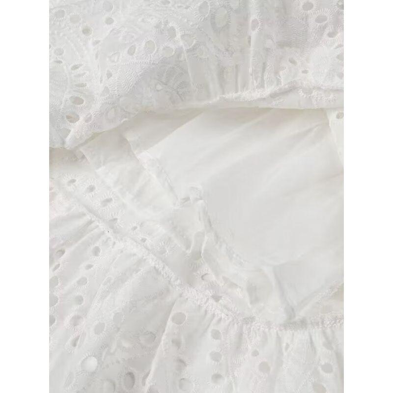 Kaslead New Arrival Women's Clothing Fashion Style Fashion Casual Minimalist Lace Embroider Pure Color Dress