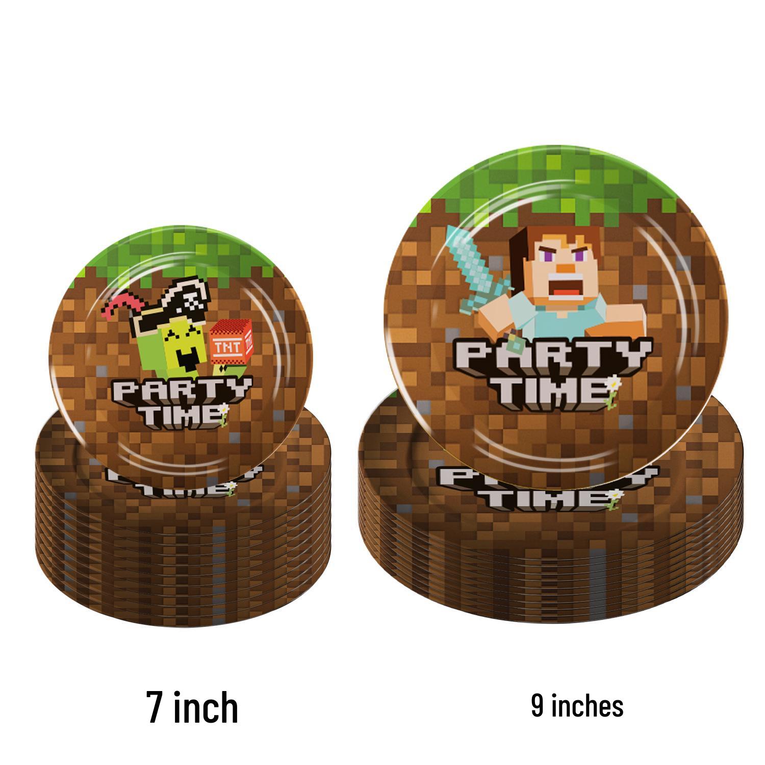 In Stock: Minecraft 2nd Gen Theme Kids Birthday Party Supplies - Paper Dinner Plates