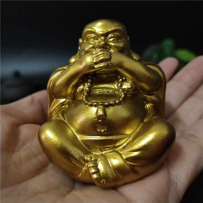 Gold Laughing Buddha Statue Chinese Feng Shui Maitreya Buddha Sculpture Figurines Ornaments For Home Garden Decoration Statues