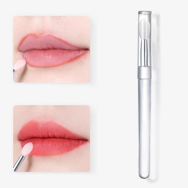 1pcs Flat Silicone Applicator Sticks Reusable Lip Brush With Cover For Dust Prevention Silicone Nail Powder Applying Tools