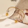 Yingtai Women's 18k Gold-Plated Stainless Steel Open Ball Ring