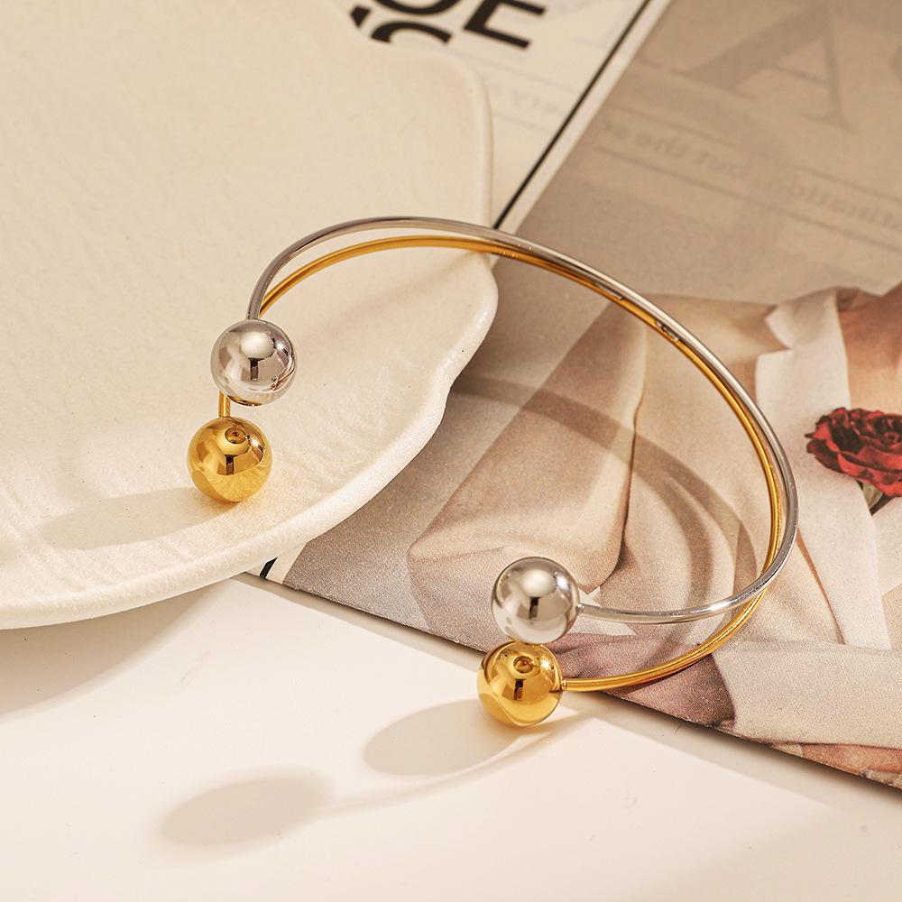 Yingtai Women's 18k Gold-Plated Stainless Steel Open Ball Ring