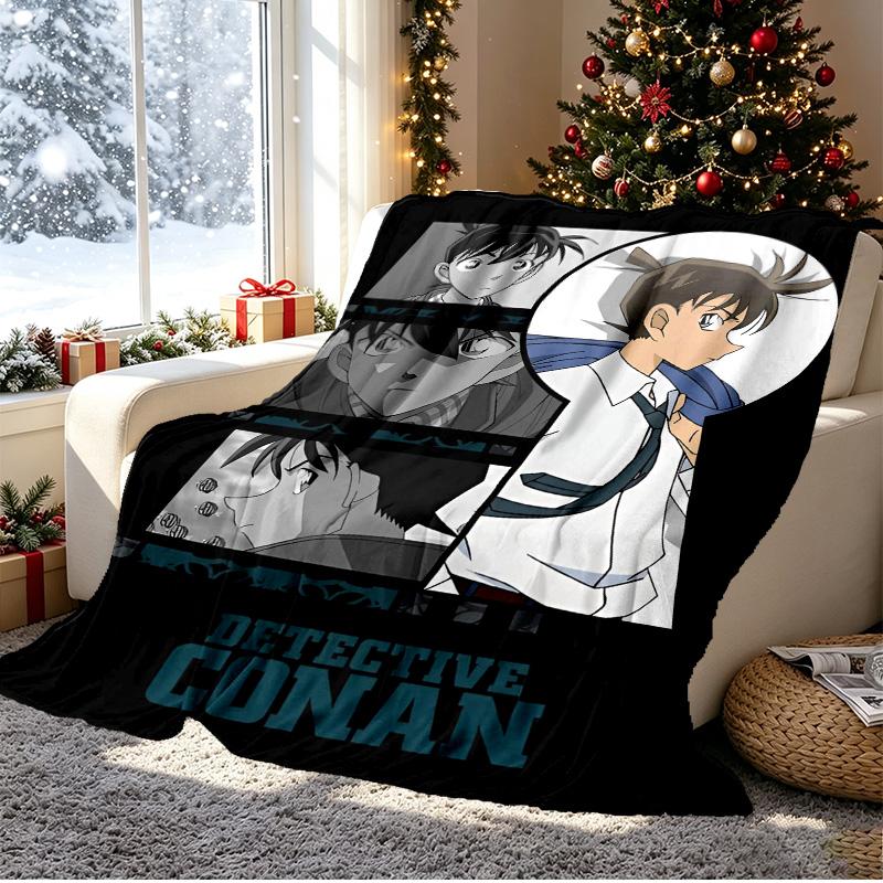 Detective Conan Pattern Blanket for Home Decoration, Bed, Sofa, Car Travel, Camping, Suitable for All Seasons, Birthday Christmas Gift