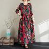 Frühlingshaftes Blumen-Urlaubs-Stil Reise Rundhals Locker Lässig Retro Langer Rock mit Fleischbedeckendem Langarmkleid für Frauen Kleider