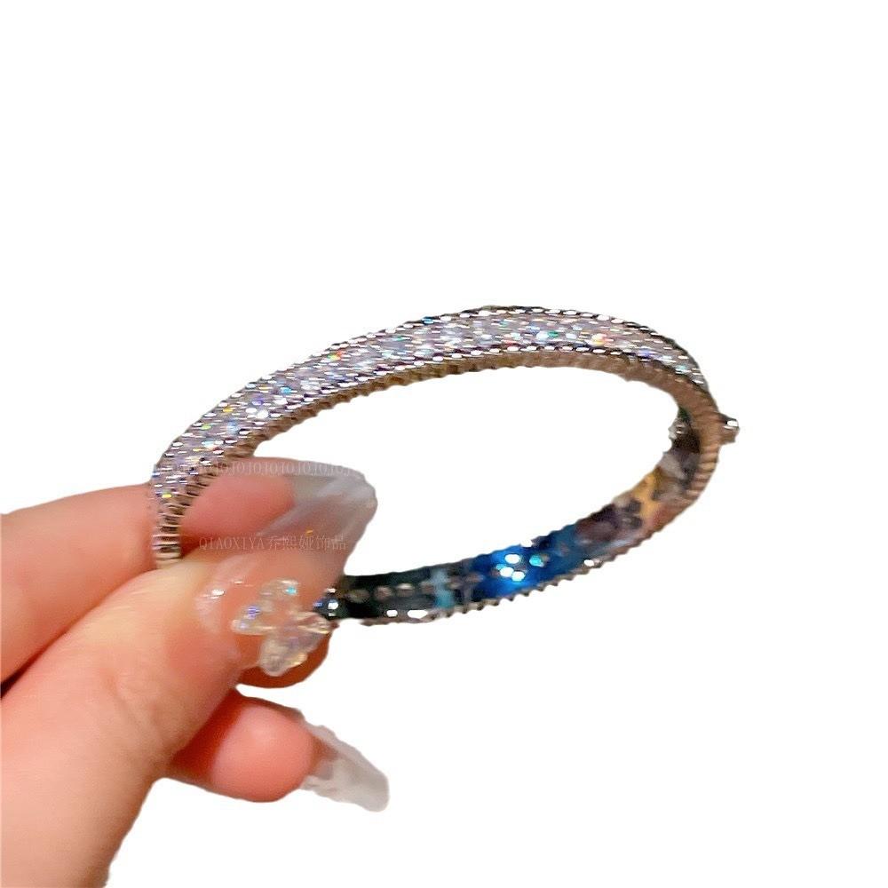 Geometric Zirconia Silver Bracelet For Women With Elegant Design For Office Wear