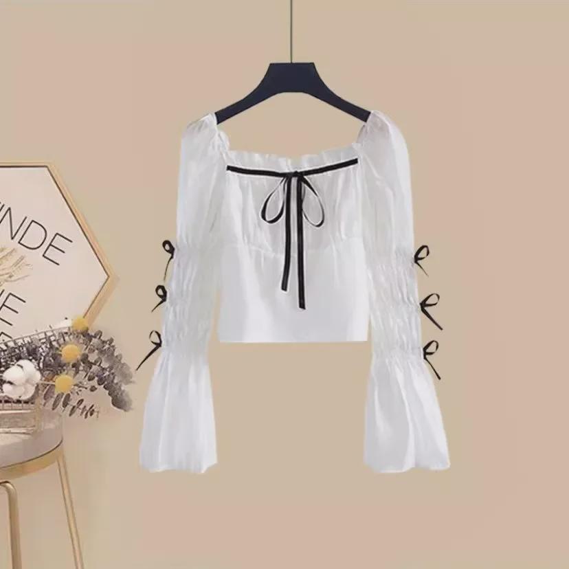 2023 Costum de primăvară pentru femei de mărimi plus: Set de slăbit din două piese cu cămașă și blugi despicați