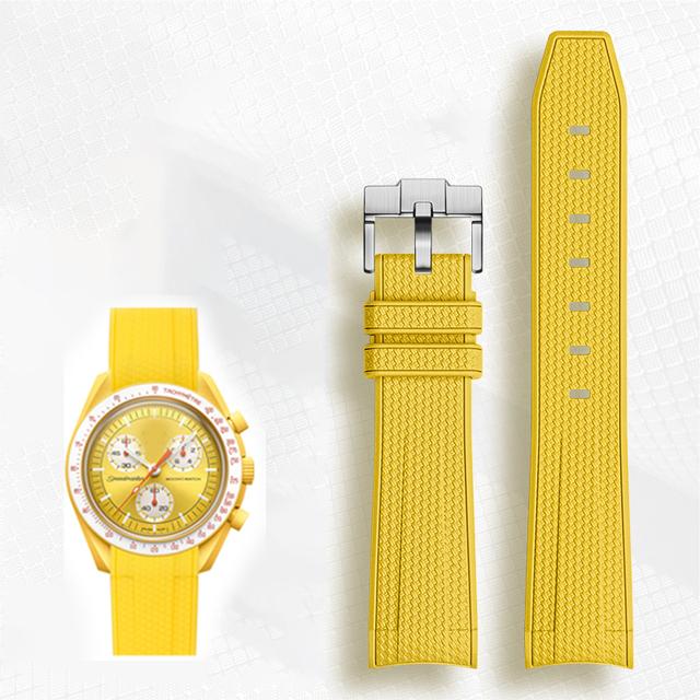 Cinturino Avanzato in Gomma per Orologi Rolex Omega X Swatch Joint MoonSwatch Constellation Sports Cinturino da 20mm Banda con Estremità Curva