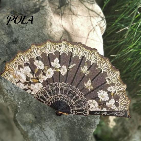 Pocket Fan Handheld Vintage Style Bright Color Exquisite Pattern Fine Workmanship Ultralight Collapsible Cloth Retro Chinese Folding Photography Prop